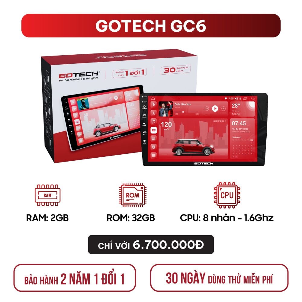 MÀN HÌNH Ô TÔ THÔNG MINH GOTECH GC6